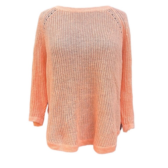 Eileen Fisher Peach Linen Lightweight Beachy Knit Quiet Luxury Pullover Sweater - Picture 1 of 7